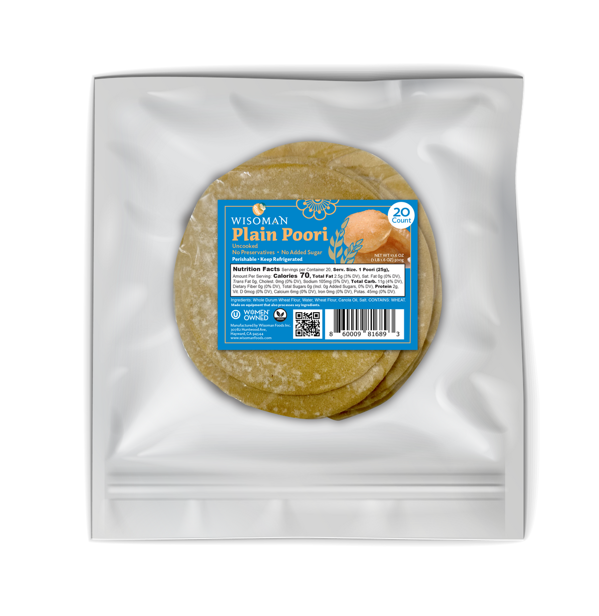 Oman Roti Phulka, Masala and Whole Wheat Vegan Roti – Wisoman Foods